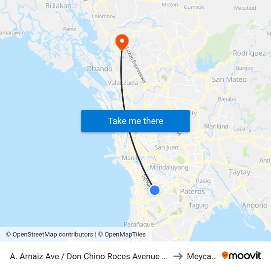 A. Arnaiz Ave / Don Chino Roces Avenue Intersection, Makati City to Meycauayan map