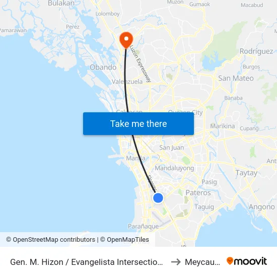 Gen. M. Hizon / Evangelista Intersection, Makati City to Meycauayan map
