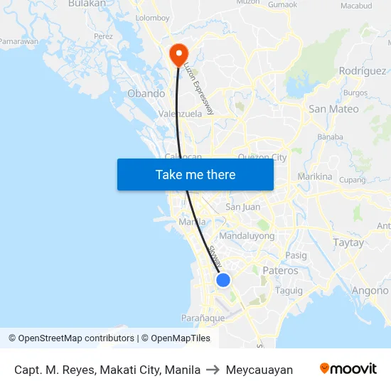 Capt. M. Reyes, Makati City, Manila to Meycauayan map
