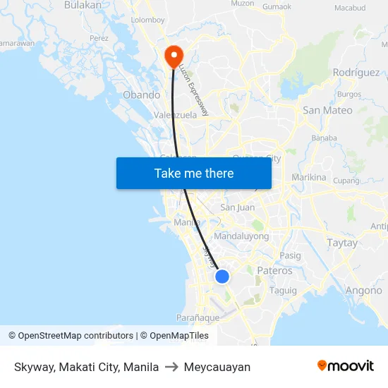 Skyway, Makati City, Manila to Meycauayan map