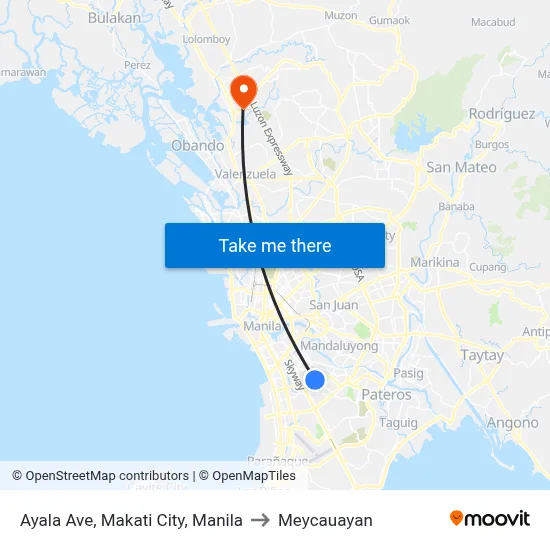 Ayala Ave, Makati City, Manila to Meycauayan map