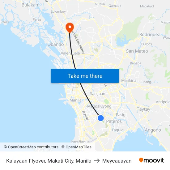 Kalayaan Flyover, Makati City, Manila to Meycauayan map