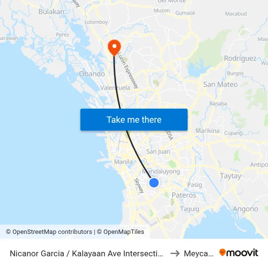 Nicanor Garcia / Kalayaan Ave Intersection, Makati City, Manila to Meycauayan map