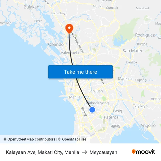 Kalayaan Ave, Makati City, Manila to Meycauayan map