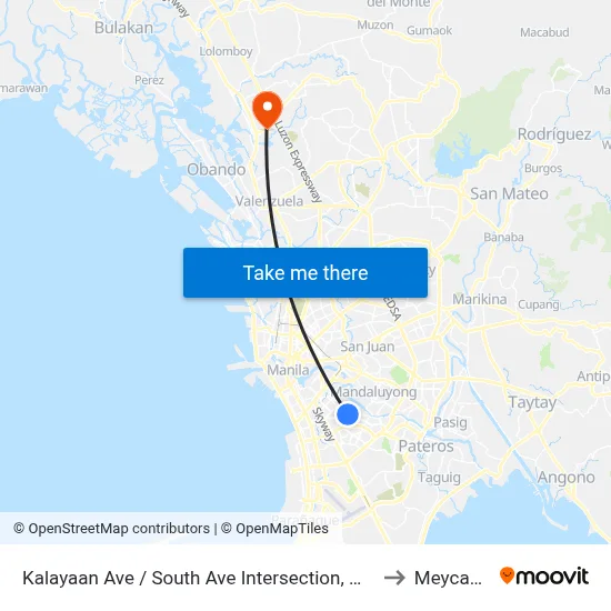 Kalayaan Ave / South Ave Intersection, Makati City, Manila to Meycauayan map