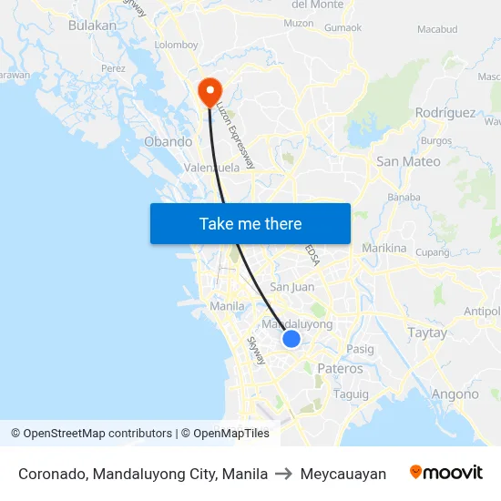 Coronado, Mandaluyong City, Manila to Meycauayan map