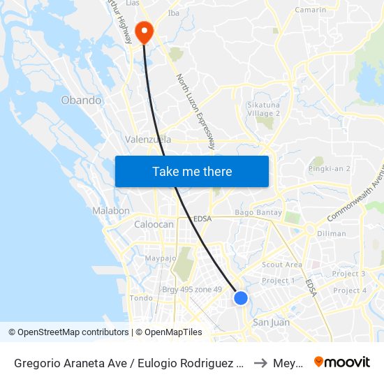 Gregorio Araneta Ave / Eulogio Rodriguez Sr Ave Intersection, Quezon City, Manila to Meycauayan map