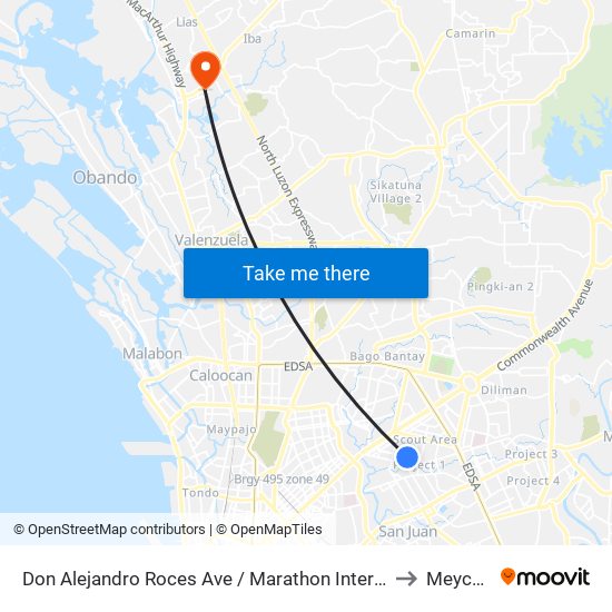 Don Alejandro Roces Ave / Marathon Intersection, Quezon City, Manila to Meycauayan map