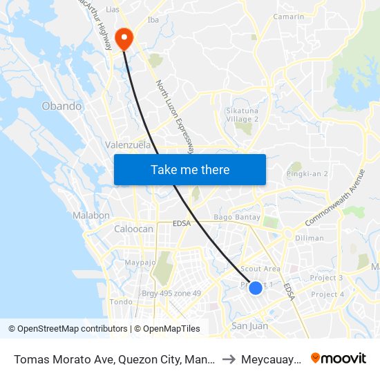 Tomas Morato Ave, Quezon City, Manila to Meycauayan map