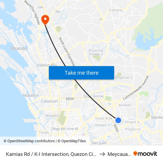Kamias Rd / K-I Intersection, Quezon City, Manila to Meycauayan map