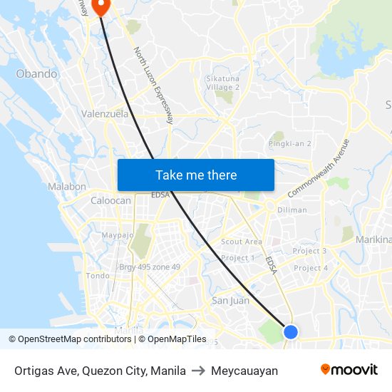 Ortigas Ave, Quezon City, Manila to Meycauayan map
