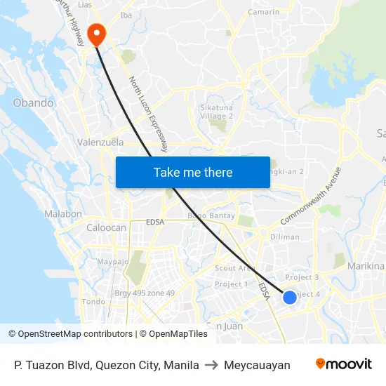 P. Tuazon Blvd, Quezon City, Manila to Meycauayan map
