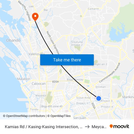 Kamias Rd / Kasing-Kasing Intersection, Quezon City, Manila to Meycauayan map