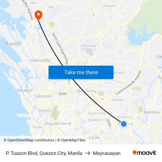 P. Tuazon Blvd, Quezon City, Manila to Meycauayan map