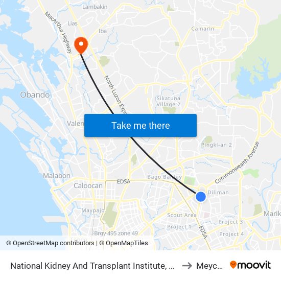 National Kidney And Transplant Institute, East Ave, Quezon City, Manila to Meycauayan map