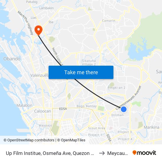 Up Film Institue, Osmeña Ave, Quezon City, Manila to Meycauayan map