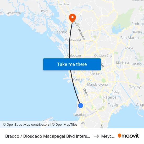 Bradco / Diosdado Macapagal Blvd Intersection, Lungsod Ng Pasay, Manila to Meycauayan map