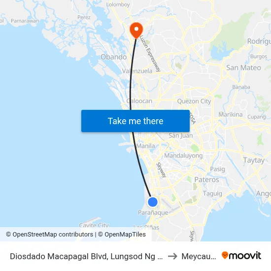 Diosdado Macapagal Blvd, Lungsod Ng Pasay, Manila to Meycauayan map