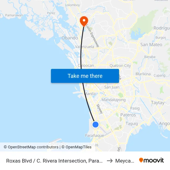 Roxas Blvd / C. Rivera Intersection, Parañaque City, Manila to Meycauayan map