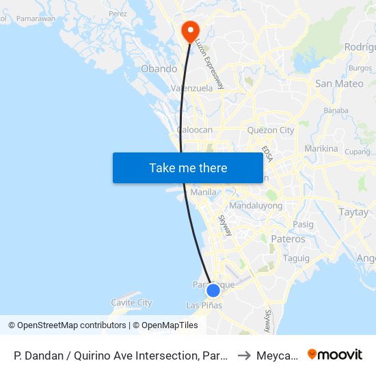 P. Dandan / Quirino Ave Intersection, Parañaque City, Manila to Meycauayan map