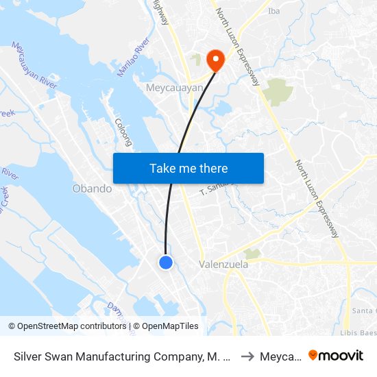 Silver Swan Manufacturing Company, M. D Del Pilar, Malabon City to Meycauayan map
