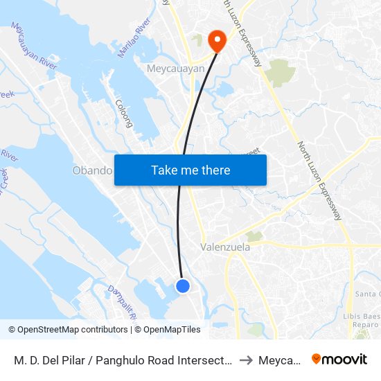 M. D. Del Pilar / Panghulo Road Intersection, Malabon City to Meycauayan map