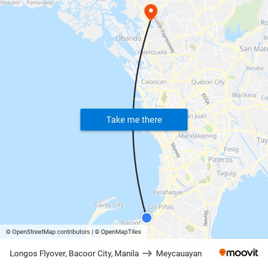 Longos Flyover, Bacoor City, Manila to Meycauayan map