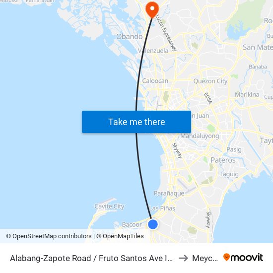 Alabang-Zapote Road / Fruto Santos Ave Intersection, Las Piñas City, Manila to Meycauayan map