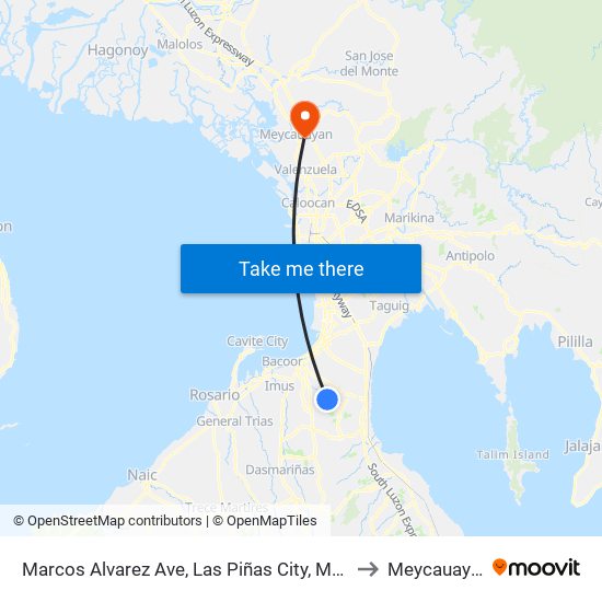 Marcos Alvarez Ave, Las Piñas City, Manila to Meycauayan map