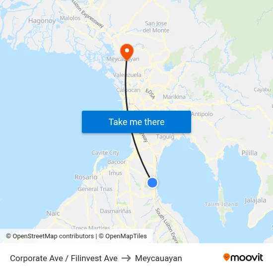 Corporate Ave / Filinvest Ave to Meycauayan map