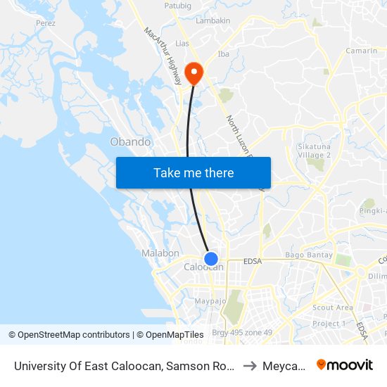 University Of East Caloocan, Samson Road, Caloocan City to Meycauayan map