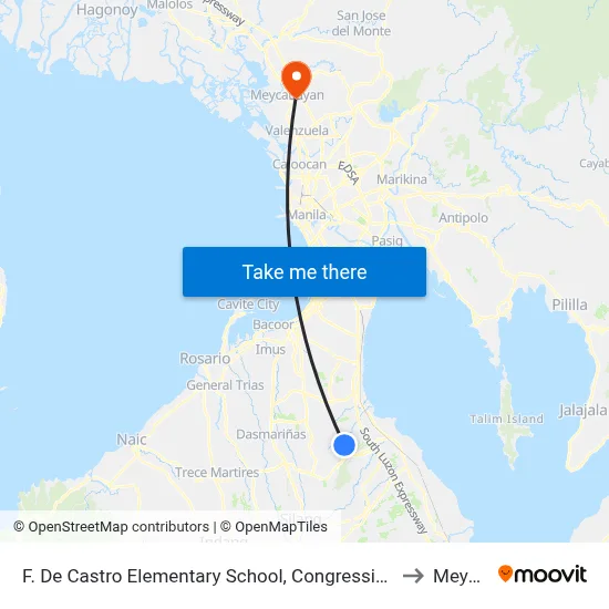 F. De Castro Elementary School, Congressional Rd,  General Mariano Alvarez, Manila to Meycauayan map