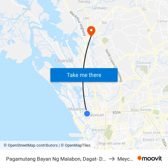 Pagamutang Bayan Ng Malabon, Dagat- Dagatan Avenue, Caloocan City to Meycauayan map