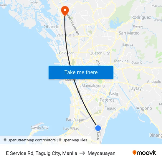 E Service Rd,  Taguig City, Manila to Meycauayan map