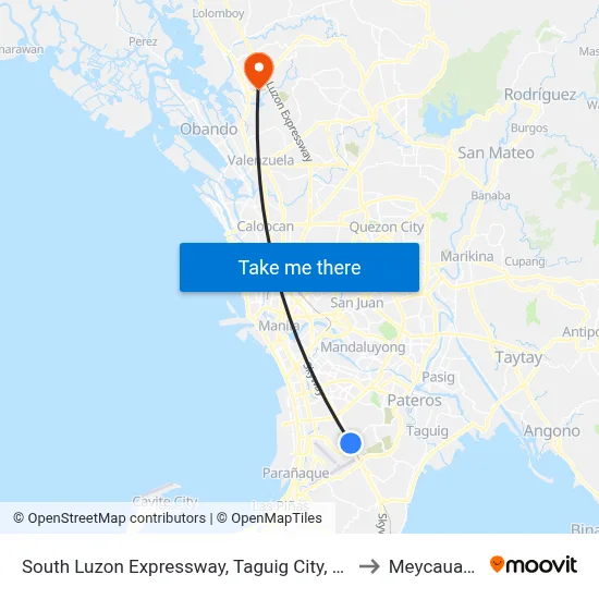 South Luzon Expressway, Taguig City, Manila to Meycauayan map