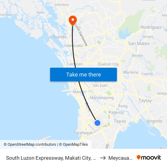 South Luzon Expressway, Makati City, Manila to Meycauayan map