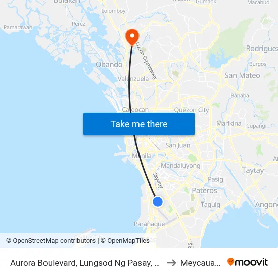 Aurora Boulevard, Lungsod Ng Pasay, Manila to Meycauayan map