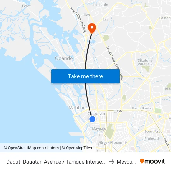 Dagat- Dagatan Avenue /  Tanigue Intersection, Caloocan City to Meycauayan map