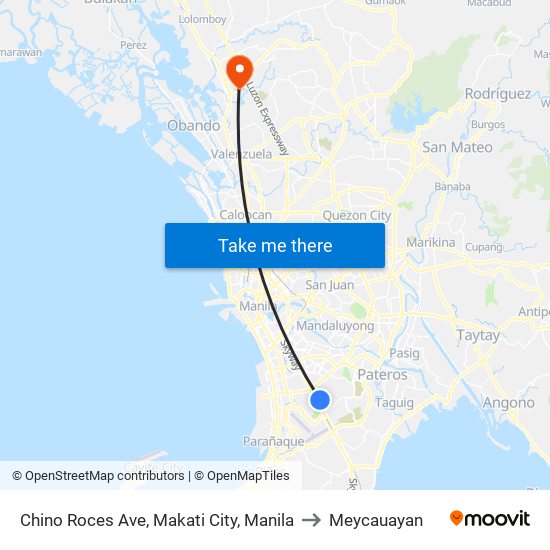 Chino Roces Ave, Makati City, Manila to Meycauayan map