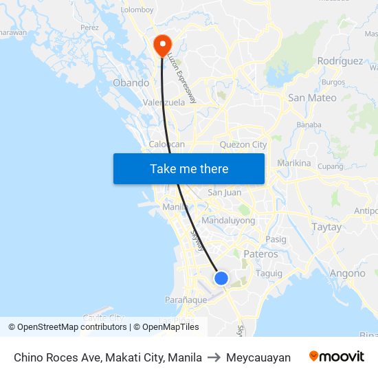 Chino Roces Ave, Makati City, Manila to Meycauayan map