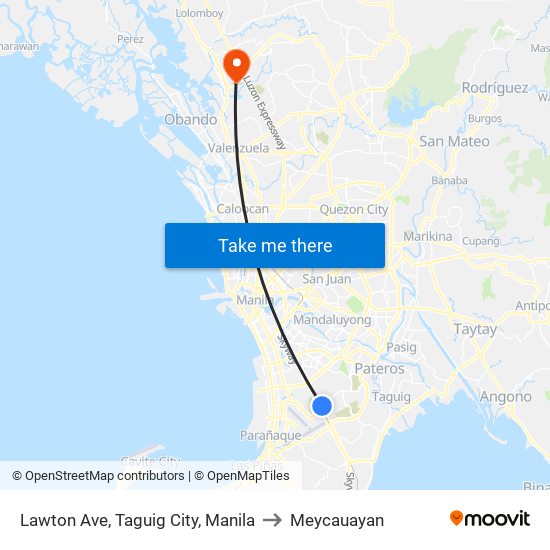 Lawton Ave, Taguig City, Manila to Meycauayan map