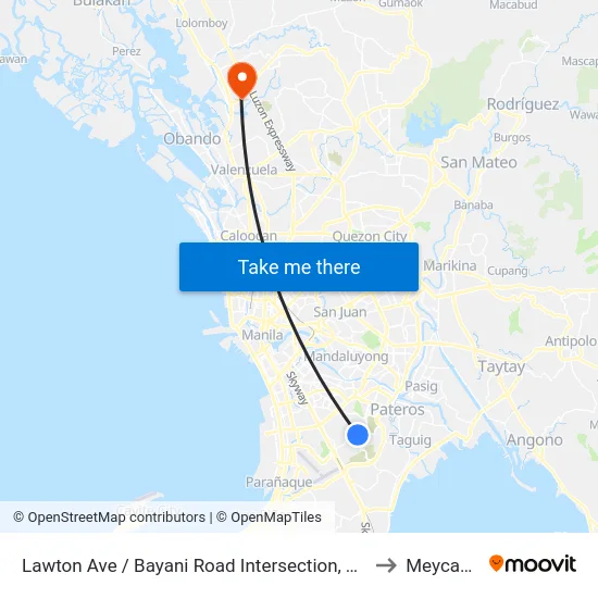 Lawton Ave / Bayani Road Intersection, Taguig City, Manila to Meycauayan map
