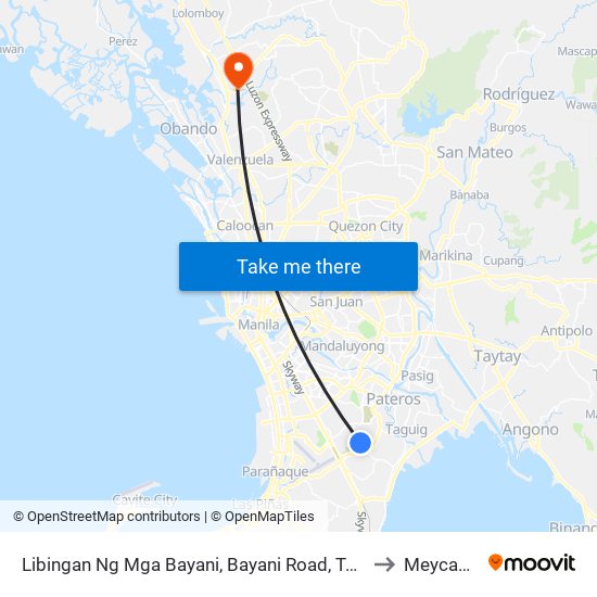 Libingan Ng Mga Bayani, Bayani Road, Taguig City, Manila to Meycauayan map