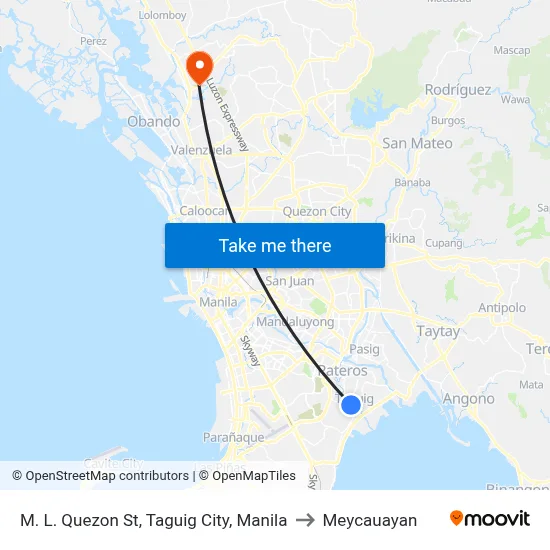 M. L. Quezon St, Taguig City, Manila to Meycauayan map