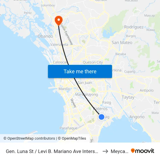 Gen. Luna St / Levi B. Mariano Ave Intersection, Taguig City, Manila to Meycauayan map