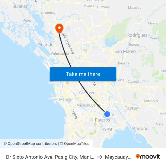 Dr Sixto Antonio Ave, Pasig City, Manila to Meycauayan map