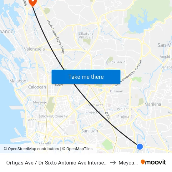 Ortigas Ave / Dr Sixto Antonio Ave Intersection, Pasig City, Manila to Meycauayan map