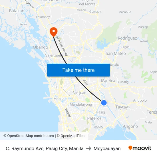 C. Raymundo Ave, Pasig City, Manila to Meycauayan map