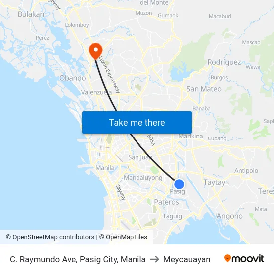 C. Raymundo Ave, Pasig City, Manila to Meycauayan map