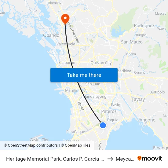 Heritage Memorial Park, Carlos P. Garcia Ave, Taguig City, Manila to Meycauayan map